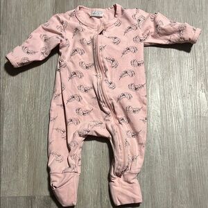 Pink Baby One Piece with Feather Print